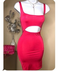 Hot pink cut out mini dress